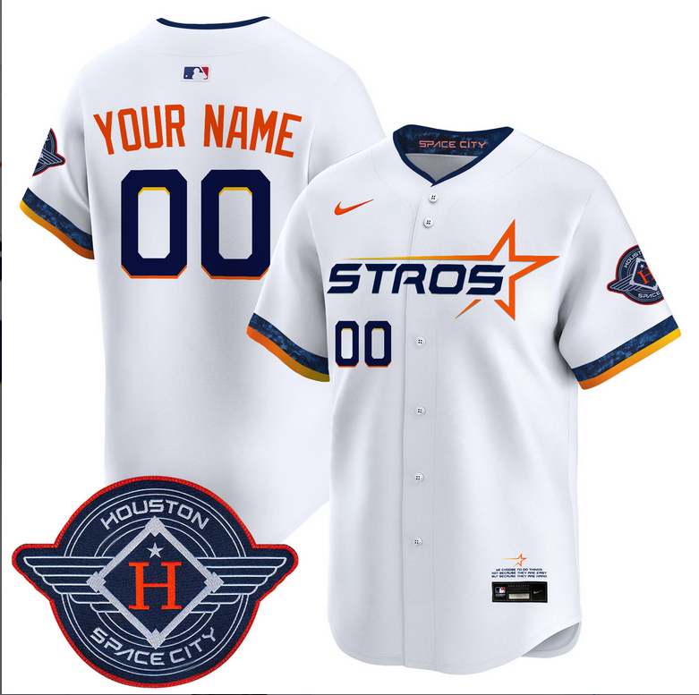 Men Houston Astros 2025 City Connect Vapor white Limited Custom Stitched Jersey